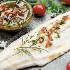 Filet de lingue sauce vierge riz