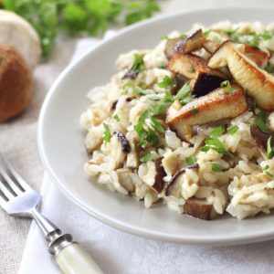 Sauté de veau sauce girolles risotto